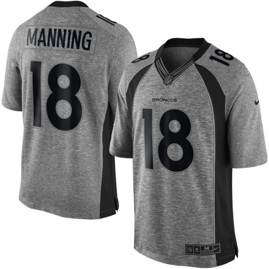 Men's Nike Denver Broncos 18 Peyton Manning Limited Gray Gridiron NFL Jersey