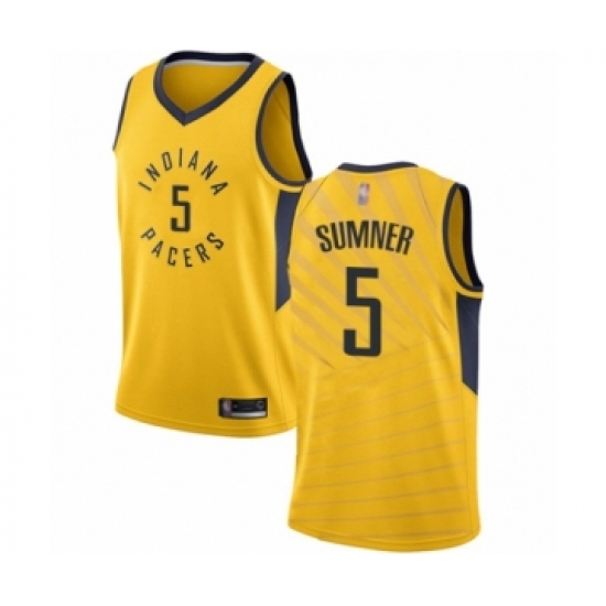Women's Indiana Pacers 5 Edmond Sumner Swingman Gold Basketball Jersey Statement Edition