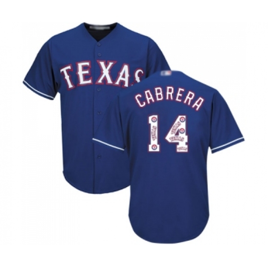 Men's Texas Rangers 14 Asdrubal Cabrera Authentic Royal Blue Team Logo Fashion Cool Base Baseball Jersey