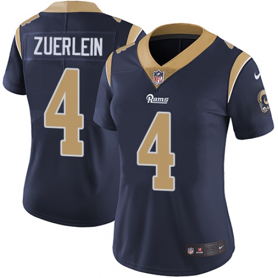 Women's Nike Los Angeles Rams 4 Greg Zuerlein Navy Blue Team Color Vapor Untouchable Limited Player NFL Jersey