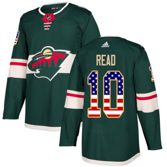 Men's Adidas Minnesota Wild 10 Matt Read Authentic Green USA Flag Fashion NHL Jersey
