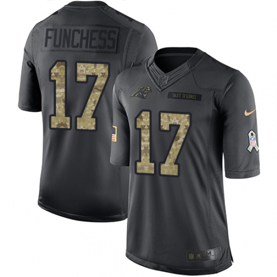 Men's Nike Carolina Panthers 17 Devin Funchess Limited Black 2016 Salute to Service NFL Jersey