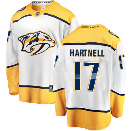 Men's Nashville Predators 17 Scott Hartnell Fanatics Branded White Away Breakaway NHL Jersey