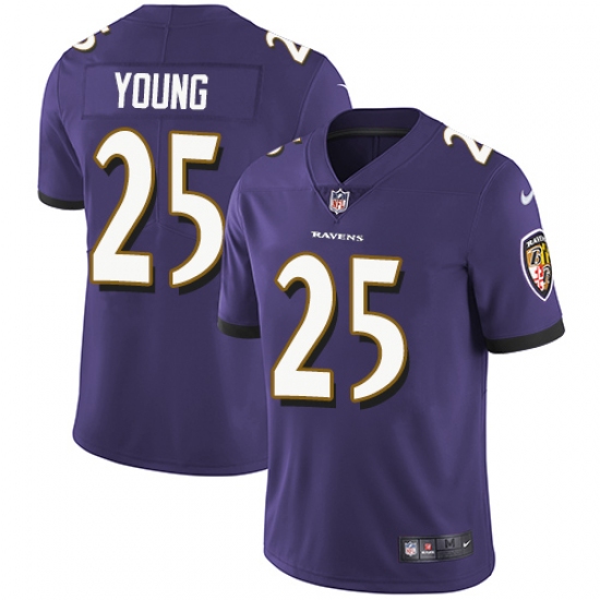 Youth Nike Baltimore Ravens 25 Tavon Young Purple Team Color Vapor Untouchable Limited Player NFL Jersey