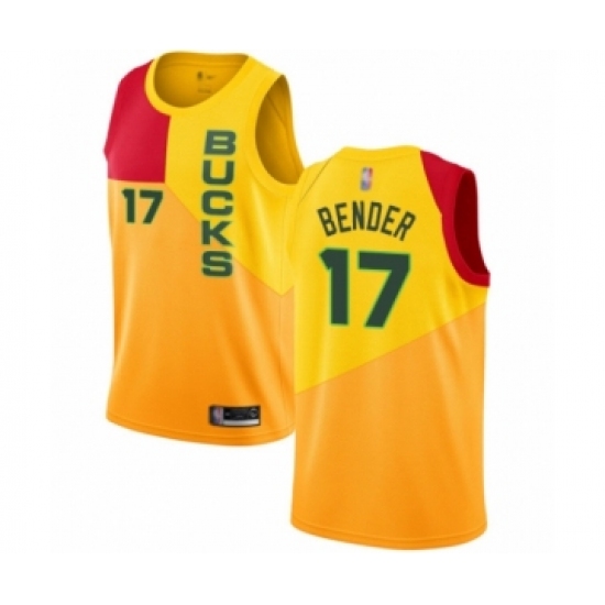 Women's Milwaukee Bucks 17 Dragan Bender Swingman Yellow Basketball Jersey - City Edition