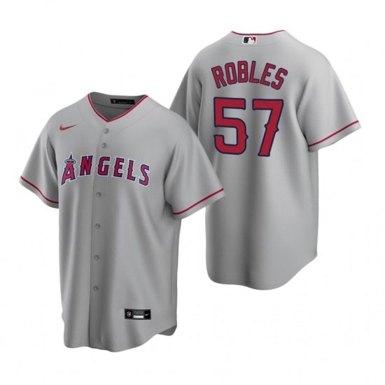 Men's Nike Los Angeles Angels 57 Hansel Robles Gray Road Stitched Baseball Jersey