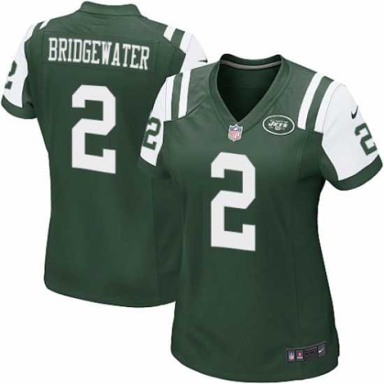 Women's Nike New York Jets 2 Teddy Bridgewater Game Green Team Color NFL Jersey