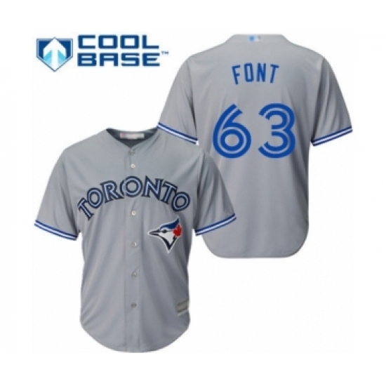 Youth Toronto Blue Jays 63 Wilmer Font Authentic Grey Road Baseball Player Jersey