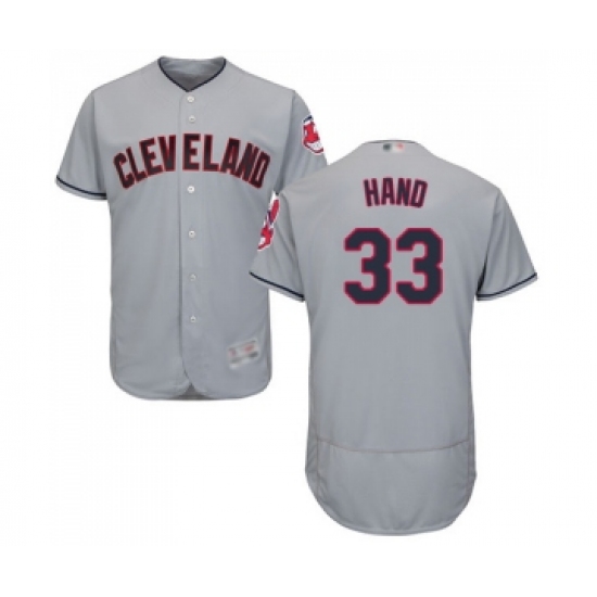 Men's Cleveland Indians 33 Brad Hand Grey Road Flex Base Authentic Collection Baseball Jersey