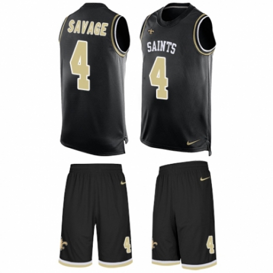 Men's Nike New Orleans Saints 4 Tom Savage Limited Black Tank Top Suit NFL Jersey