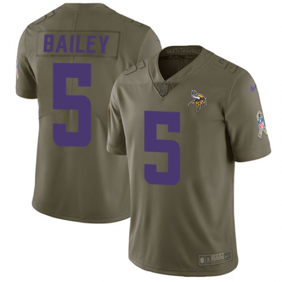 Youth Nike Minnesota Vikings 5 Dan Bailey Limited Olive 2017 Salute to Service NFL Jersey