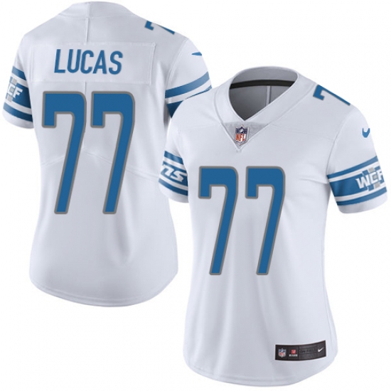 Women's Nike Detroit Lions 77 Cornelius Lucas Elite White NFL Jersey