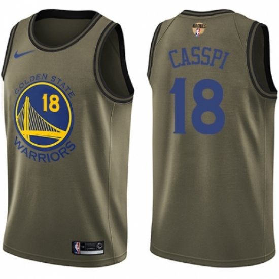 Men's Nike Golden State Warriors 18 Omri Casspi Swingman Green Salute to Service 2018 NBA Finals Bound NBA Jersey