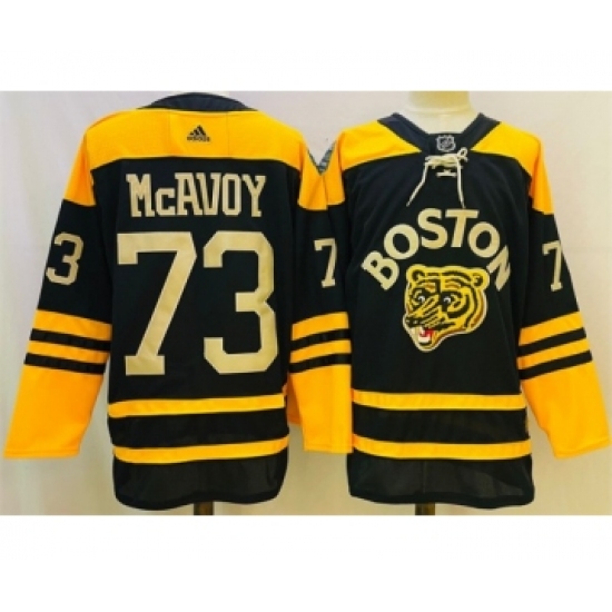 Men's Boston Bruins 73 Charlie McAvoy Black Classic Primegreen Stitched Jersey