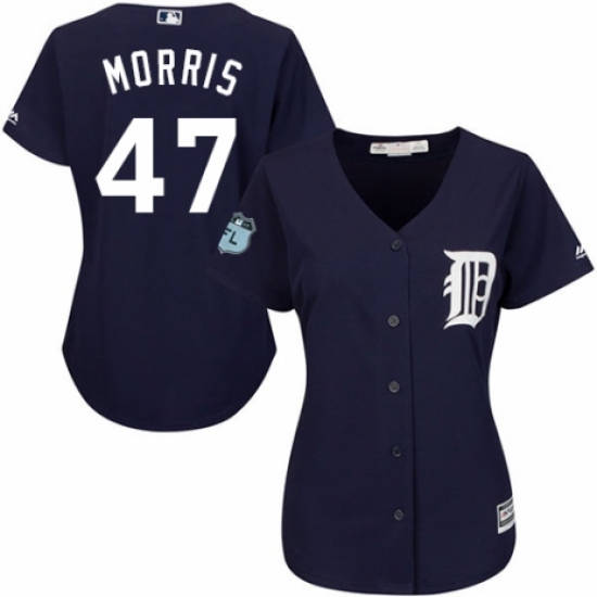 Women's Majestic Detroit Tigers 47 Jack Morris Authentic Navy Blue Alternate Cool Base MLB Jersey