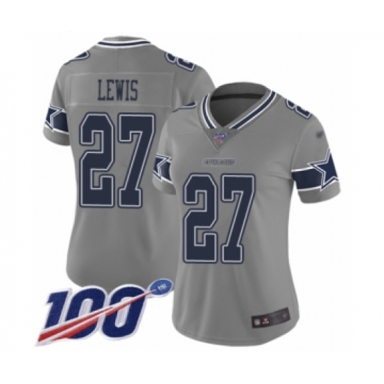 Women's Dallas Cowboys 27 Jourdan Lewis Limited Gray Inverted Legend 100th Season Football Jersey