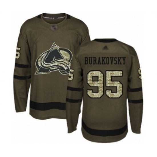 Men's Colorado Avalanche 95 Andre Burakovsky Authentic Green Salute to Service Hockey Jersey