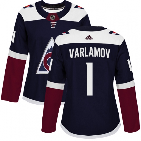 Women's Adidas Colorado Avalanche 1 Semyon Varlamov Premier Navy Blue Alternate NHL Jersey
