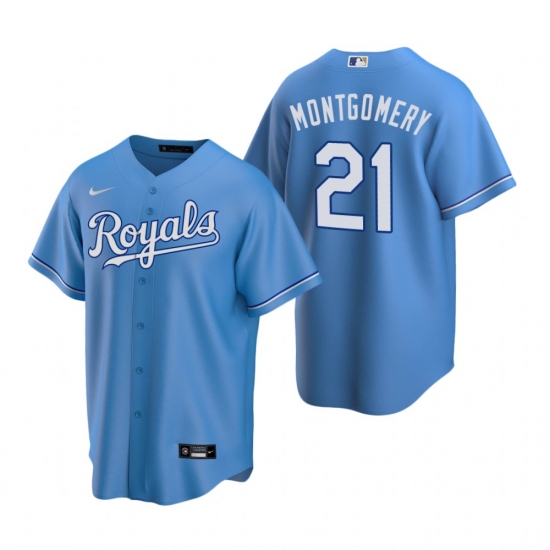 Men's Nike Kansas City Royals 21 Mike Montgomery Light Blue Alternate Stitched Baseball Jersey