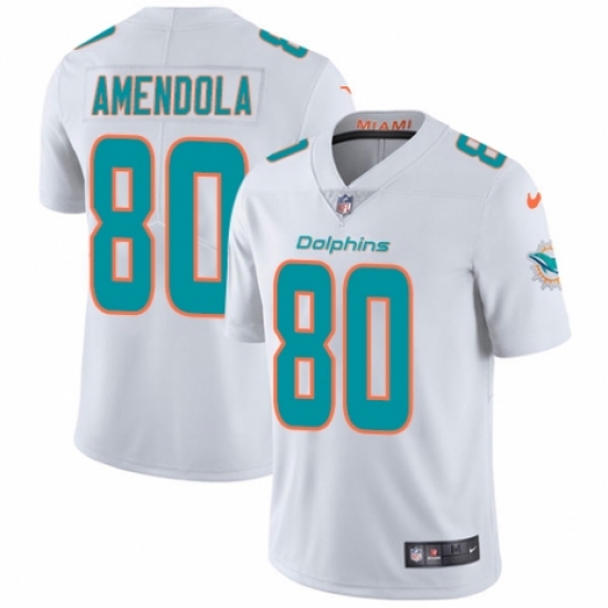 Men's Nike Miami Dolphins 80 Danny Amendola White Vapor Untouchable Limited Player NFL Jersey