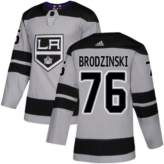 Youth Adidas Los Angeles Kings 76 Jonny Brodzinski Authentic Gray Alternate NHL Jersey