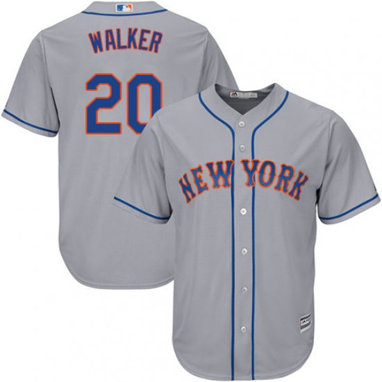 Men's Majestic New York Mets 20 Neil Walker Replica Grey Road Cool Base MLB Jersey