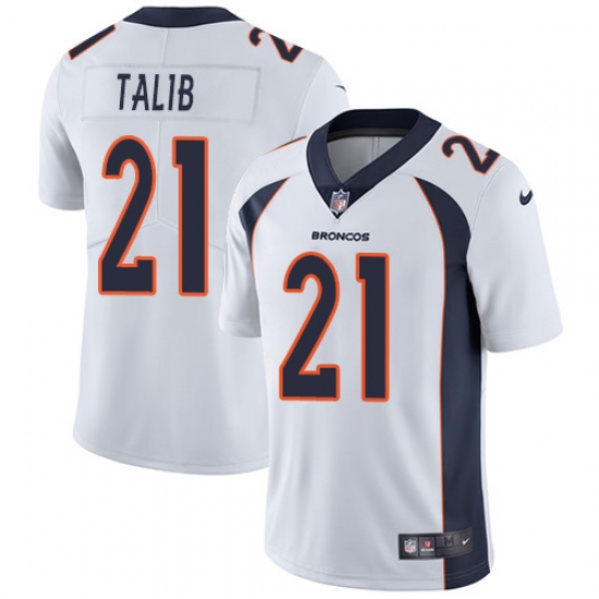 Youth Nike Denver Broncos 21 Aqib Talib White Vapor Untouchable Limited Player NFL Jersey