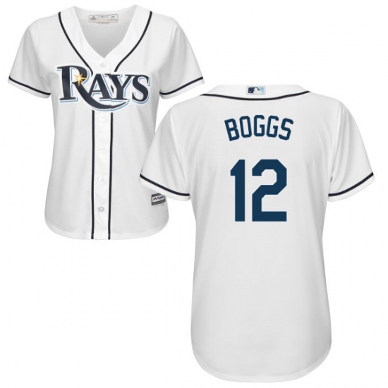 Women's Majestic Tampa Bay Rays 12 Wade Boggs Replica White Home Cool Base MLB Jersey