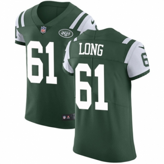 Men's Nike New York Jets 61 Spencer Long Green Team Color Vapor Untouchable Elite Player NFL Jersey