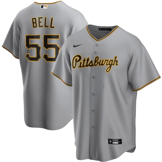 Men's Pittsburgh Pirates 55 Josh Bell Nike Gray 2020-21 Home Replica Player Jersey