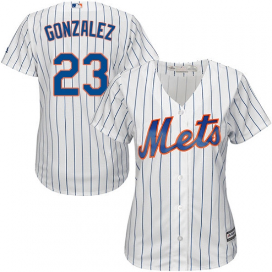 Women's Majestic New York Mets 23 Adrian Gonzalez Authentic White Home Cool Base MLB Jersey