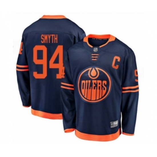 Youth Edmonton Oilers 94 Ryan Smyth Authentic Navy Blue Alternate Fanatics Branded Breakaway Hockey Jersey