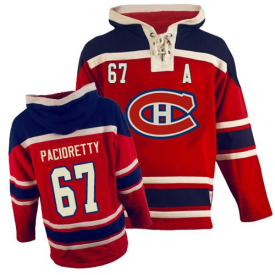 Men's Old Time Hockey Montreal Canadiens 67 Max Pacioretty Authentic Red Sawyer Hooded Sweatshirt NHL Jersey
