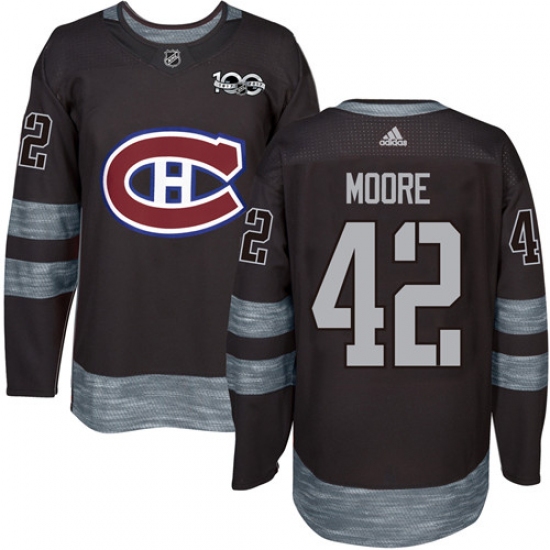 Men's Adidas Montreal Canadiens 42 Dominic Moore Authentic Black 1917-2017 100th Anniversary NHL Jersey