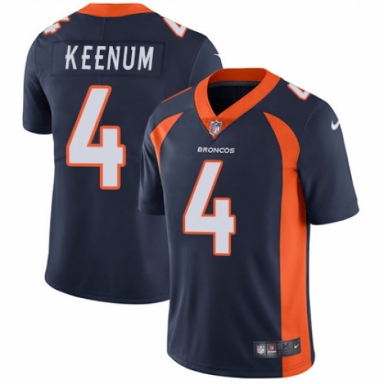 Men's Nike Denver Broncos 4 Case Keenum Navy Blue Alternate Vapor Untouchable Limited Player NFL Jersey