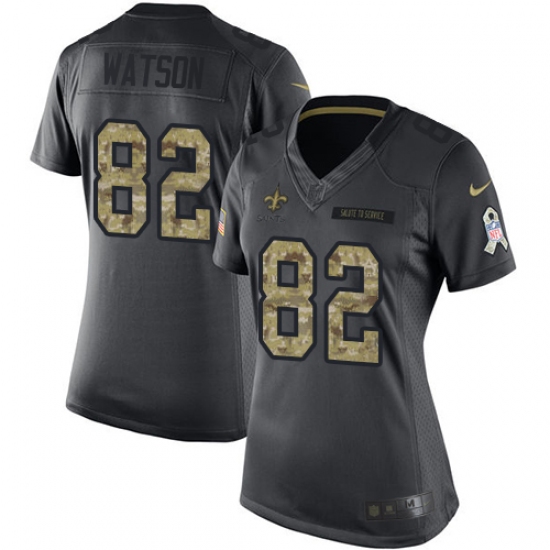 Women's Nike New Orleans Saints 82 Benjamin Watson Limited Black 2016 Salute to Service NFL Jersey