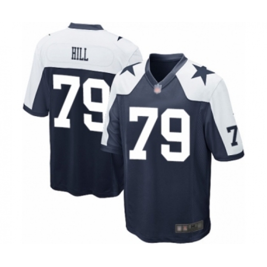 Men's Dallas Cowboys 79 Trysten Hill Game Navy Blue Throwback Alternate Football Jersey