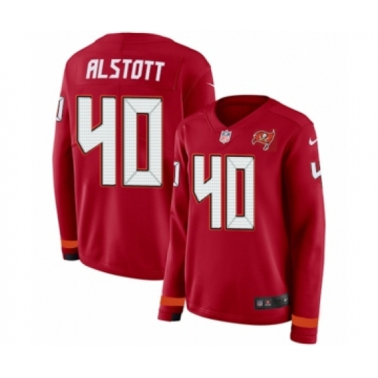 Women's Nike Tampa Bay Buccaneers 40 Mike Alstott Limited Red Therma Long Sleeve NFL Jersey