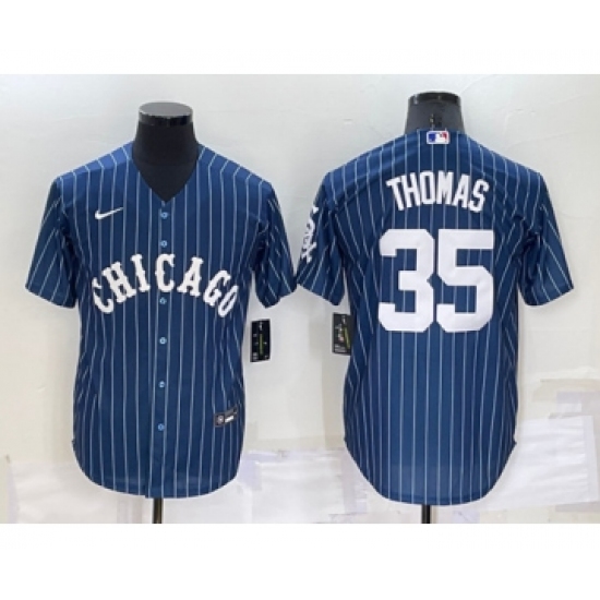 Men's Chicago White Sox 35 Frank Thomas Navy Cool Base Stitched Jersey