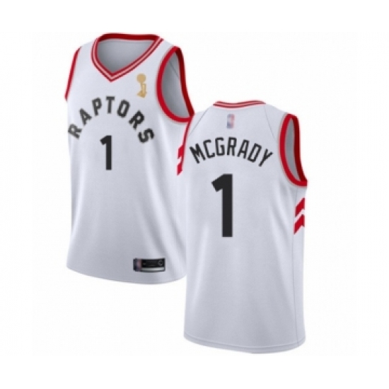 Men's Toronto Raptors 1 Tracy Mcgrady Swingman White 2019 Basketball Finals Champions Jersey - Association Edition