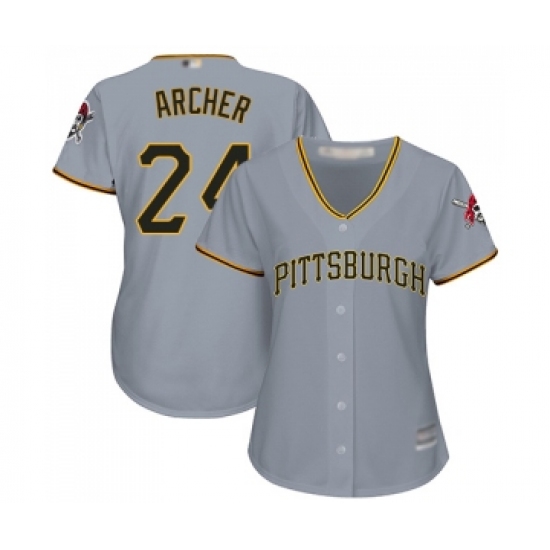 Women's Pittsburgh Pirates 24 Chris Archer Replica Grey Road Cool Base Baseball Jersey