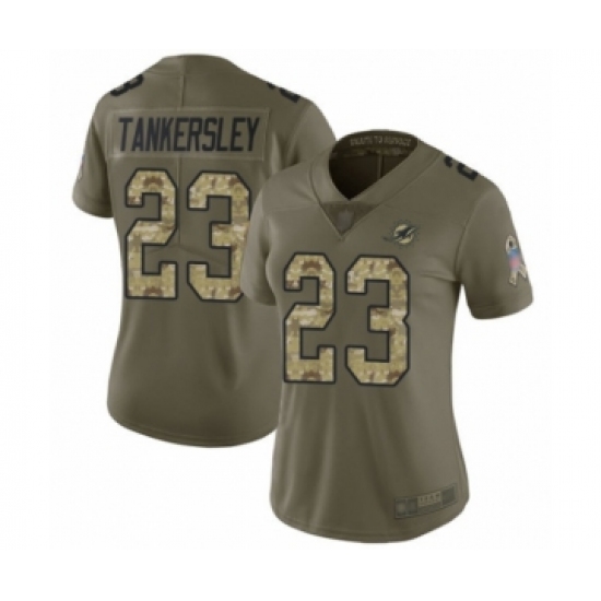 Women's Miami Dolphins 23 Cordrea Tankersley Limited Olive Camo 2017 Salute to Service Football Jersey