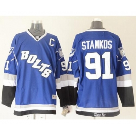 Men's Tampa Bay Lightning 91 Steven Stamkos Blue Third Stitched NHL Jersey