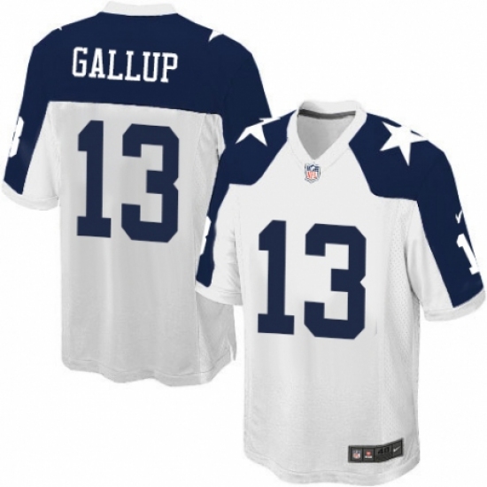 Men's Nike Dallas Cowboys 13 Michael Gallup Game White Throwback Alternate NFL Jersey