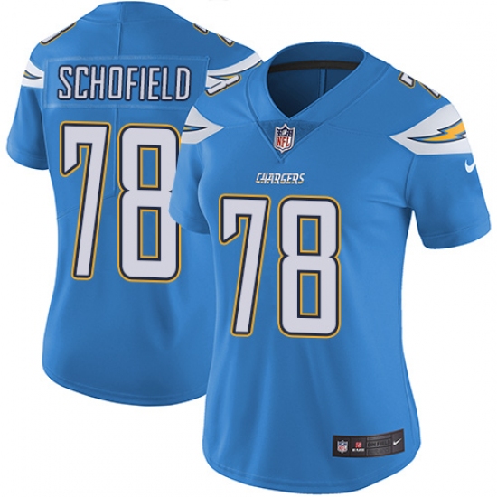 Women's Nike Los Angeles Chargers 78 Michael Schofield Electric Blue Alternate Vapor Untouchable Limited Player NFL Jersey
