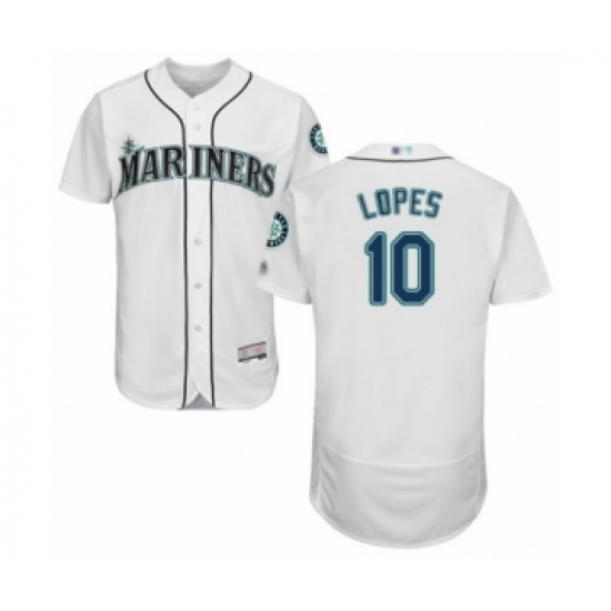 Men's Seattle Mariners 10 Tim Lopes White Home Flex Base Authentic Collection Baseball Player Jersey