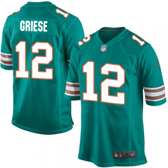 Men's Nike Miami Dolphins 12 Bob Griese Game Aqua Green Alternate NFL Jersey