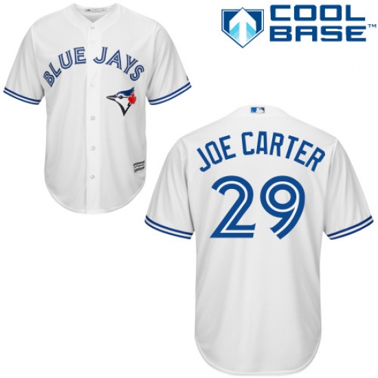 Men's Majestic Toronto Blue Jays 29 Joe Carter Replica White Home MLB Jersey