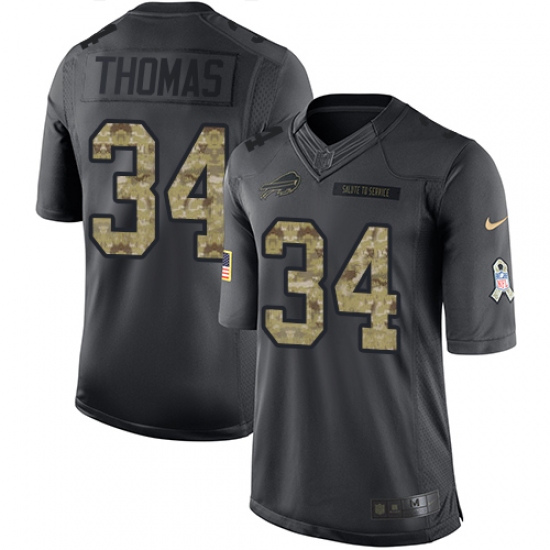Men's Nike Buffalo Bills 34 Thurman Thomas Limited Black 2016 Salute to Service NFL Jersey