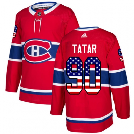 Men's Adidas Montreal Canadiens 90 Tomas Tatar Authentic Red USA Flag Fashion NHL Jersey